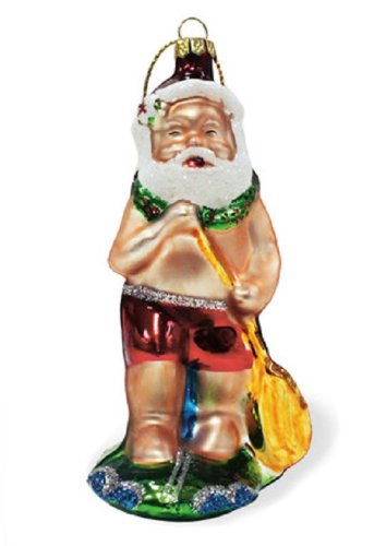 Island Heritage Stand Up Paddleboard Santa Collectible Glass Ornament Island Heritage Stand Up Paddleboard Santa Collectible Glass Ornament