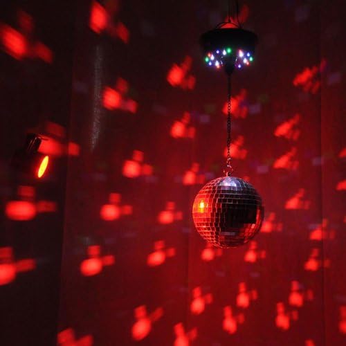 Professional 12" Disco Party DJ Light Effect Mirror Ball w/ Red Spot Light