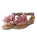 New Summer Fashion Flower Beaded Women's T Strap Sweet Flats Sandals Shoes
