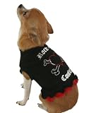 Dog Shirt - Metallic Foil Letters Rhinestone Accents Red Heart and Bones Rock Dog Couture - Small