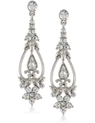 1928 Jewelry "Bridal Crystal" Silver-Tone Crystal Drop Earrings