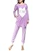 VENTELAN Women Long Sleeve Heart Printed Sleepwear Korean Fashion Pajamas Set