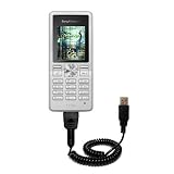 Coiled Power Hot Sync and Charge USB Data Cable w/ Tip Exchange for the Sony Ericsson T250i - Gomadic Brand