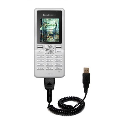 Coiled Power Hot Sync and Charge USB Data Cable w/ Tip Exchange for the Sony Ericsson T250i - Gomadic Brand