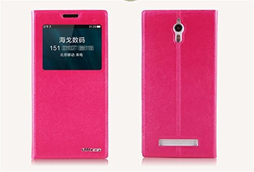 HIGER® Pu Leather and View Double Window Flip Case Cover for OPPO Find 7 X9007 x9070 x9077 (Rose)
