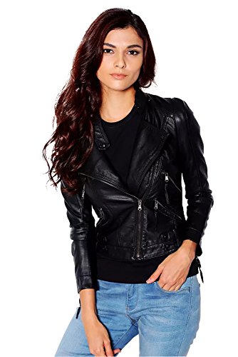 ELPIS レディース 人気 辛口 クール PUレザー フェイク レザー ライダース ジャケット ブルゾン ブラック S M L XL