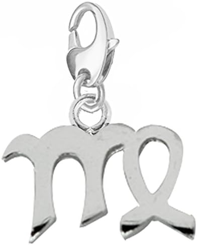 Silver Zodiac Charm with Lobster clasp for attaching charm bracelet, necklace and key chains - VIRGO