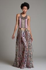 BL3116 Maxi Dress with Necklace And Skirt Fringe Detail