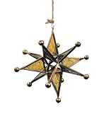 Artika 12-Point Glass Star with Antique Brass Frame - Amber