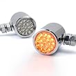 Motorcycle Chrome Bullet Amber LED Turn Signal Light Indicator Marker For Harley Davidson Suzuki Honda Kawasaki Yamaha BMW Scooter Vesp Moped Metric Cruiser Chopper ATV