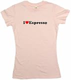 I Heart (Love) Espresso Women's Tee Shirt Large-Pink Babydoll (petite fit)