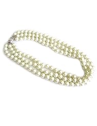 Kenneth Jay Lane Necklace - Jackie O Kennedy 3 Row Faux Pearl