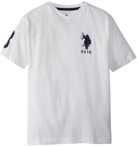 U.S. Polo Assn. Boys 8-20 Short-Sleeve Solid V-Neck T-Shirt with Large Pony