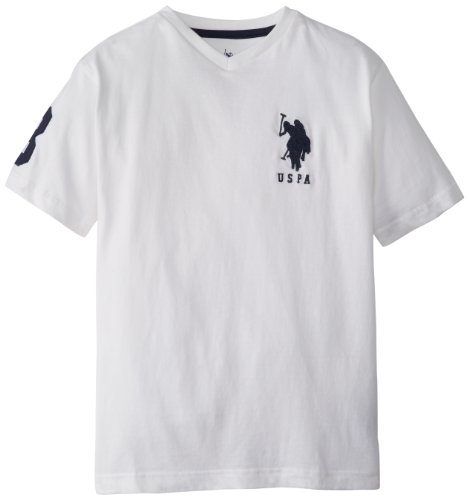 U.S. Polo Assn. Boys 8-20 Short-Sleeve Solid V-Neck T-Shirt with Large Pony