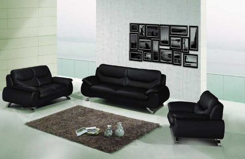 New 3pc Contemporary Modern Leather Sofa Set 