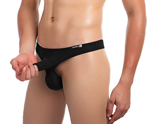 Avidlove Men Underwear Sexy Pouch Briefs Thongs G-string Stretch Elastic Bikinis (XXL/US XL, Black)