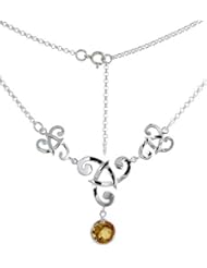 Sterling Silver Celtic Fish Trinity Triquetra Knot Necklace w/ Natural Citrine 16 inch long