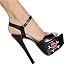 Highest Heel Women's JACKIE-102 Platform Sandal 6 Two Piece Full Breasted Sole Platform Skull
