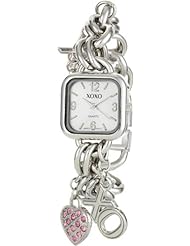 XOXO Womens XO7027 Silver Dial Silver-tone Charm Bracelet Watch