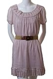 Trinity Boat Neck Pleated Ruffle Hem Lawn Silk Cotton Blend Dress Mauve