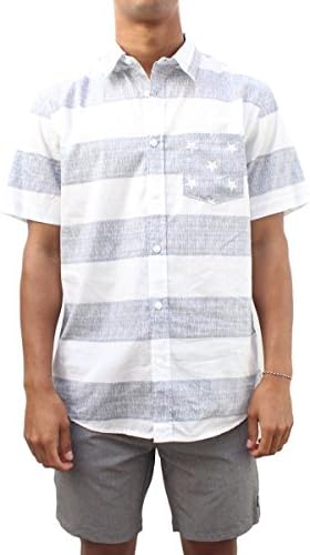 Univibe Mens Printed Hawaiian Button Down Shirt (Medium, GreyFlag)