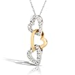 1/8ctw Two-tone Heart Diamond Pendant in 14K White & Yellow Gold (HI/I1)