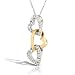 1/8ctw Two-tone Heart Diamond Pendant in 14K White & Yellow Gold (HI/I1)