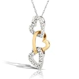 1/8ctw Two-tone Heart Diamond Pendant in 14K White & Yellow Gold (HI/I1)