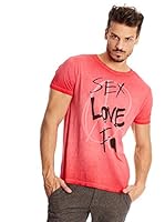 Desigual Camiseta Manga Corta Sex Love And Pe (Rojo)