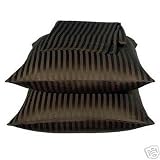 MARRIKAS 300TC Egyptian Cotton PillowCase Pair (2) STANDARD CHOCOLATE STRIPE