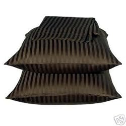 MARRIKAS 300TC Egyptian Cotton PillowCase Pair (2) KING CHOCOLATE STRIPE