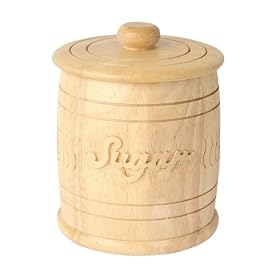 T&G Heritage Hand Carved Sugar Jar in Natual Hevea Wood