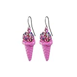 Cute Pink Ice Cream Cone Crystal Earrings Fashion Jewelry