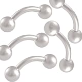 16g 16 gauge (1.2mm) 1/4 Inches (6mm) long - 316L surgical stainless steel bulk curved barbell 3mm Steel Balls eyebrow ear tragus bar rings earrings kit lot AMIL - Pierced Jewellery Body Piercing Jewelry - Set of 5 pieces