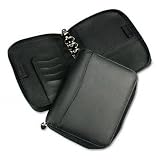 Looseleaf Spacemaker Leather Organizer, 5-1/2 x 8-1/2, Black