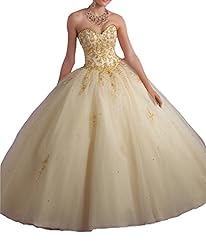 Sweetheart Tulle  Applique Lace-Up Backless  Ball Gown Quinceanera Dress  with a Brush/Sweep Train 