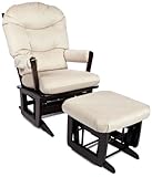 Dutailier Round Back Cushion Design Modern Glider and Ottoman Combo, Beige