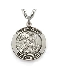 St. Michael, Patron Of Police Officers, Sterling Silver Engraved Medal Christian Jewelry Patron Saint Patron Saint St. Medal Catholic Gift Boxed w/Chain 24" Length Gift Boxed