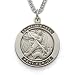 Sterling Silver 7/8" Round St. Michael, Patron of Police Officers Medal on 24" Chain
