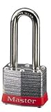 Master Lock 3LFRED Safety Lockout Keyed Different Padlock 1-9/16-Inch Body with Extra Length Shackle, Red Bumper