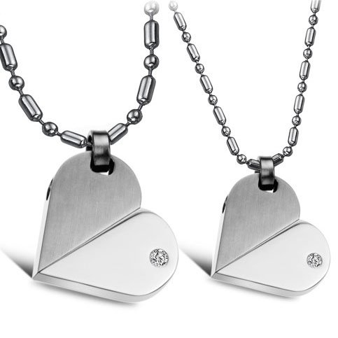 cheap Tungsten Love New Fashion Lovers Heart-shaped Titanium Stainless Steel Rotation Transformation Pendant Necklaces (One Pair, Valentine's Gift) Best Deals