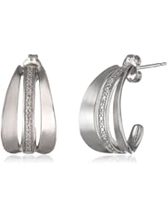 Sterling Silver Diamond and Paint Color J-Hoop Earrings