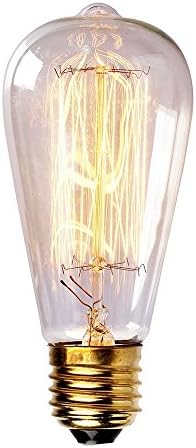LightingCraft 6 Pack - 60 Watt 110V Filament Long Life Edison Light Bulbs Vintage Squirrel-Cage Teardrop Filament Bulbs