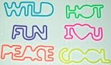 Teen World Word ~ Fun Bandz Shaped Rubber Band Bracelets 12 Pack ~ Sayings Peace Hot Wild Cool Teen World Word ~ Fun Bandz Shaped Rubber Band Bracelets 12 Pack ~ Sayings Peace Hot Wild Cool