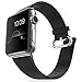 Apple Watch Band, J&D [Modern Series] 42mm Genuine Leather Strap Wrist Band Replacement w/ Metal Clasp Adapter for Apple Watch All Models 42mm (Black)