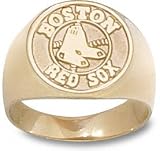Boston Red Sox Solid 14K Gold Round Logo 5/8'' Ring Size 10.5