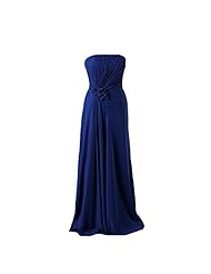 Strapless Floral Print Chiffon/Polyester Floor Length Pleated Lace-Up Corset   Waistline Bridesmaid Dress/Prom Dress 