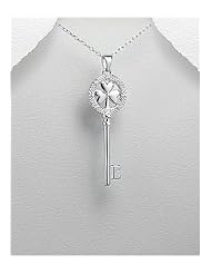Key CZ Pendant Necklace In 92.5 Sterling Silver