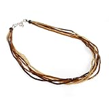 Seed and Glass Beads Amber Multi-Strand Necklace Colors of the Rainbow -Fair Trade Gifts