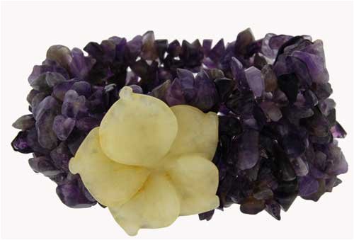 Click here to buy 5 Strand Chip Bracelet with Flower - Amethyst with.
